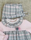 Babyferr Pink & Grey Checked Dress Set