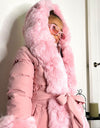 Pink fur trim coat