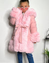 Pink fur trim coat