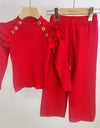Red Girls Knitted Two Piece