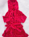 Red frill dressing gown