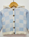 INSTOCK Pretty Originals Chequerboard Knit Baby Blue Outerwear