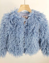 Blue fur coat