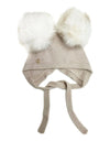 Petite Maison Honeycomb Beige Cashmere White fur Double Pom Hat